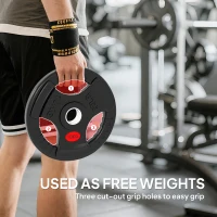 SPORTNOW Olympic Weight Plates, 2"/5cm Weight Disc Pair with Tri-Grips, 2 x 10kg Dumbbell Plates for Weightlifting and Strength Training Home Gym Fitness Workout, Black(m-4)