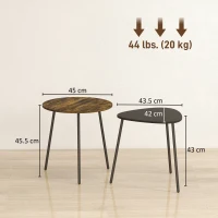 HOMCOM Nesting Side Table Set of 2 - Rustic Brown(m-3)