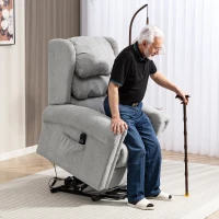HOMCOM Velvet-Feel Electric Riser Recliner Chair - Grey(m-2)