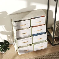 HOMCOM Chest of Eight Fabric Drawers - Natural Wood Finish(m-8)
