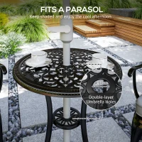 Outsunny Three-Piece Cast Aluminium Bistro Set - Black(m-4)
