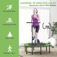 HOMCOM Mini Round Steel Frame Trampoline w/ Adjustable Handle, Green(m-7)