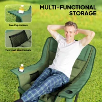 Outsunny Portable Padded Camping Chair, with Bag - Olive Green(m-5)