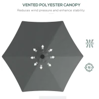 Outsunny 3(m) Solar LED Cantilever Parasol - Dark Grey(m-6)
