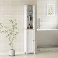 kleankin Slim Bathroom Storage Unit with Open Compartment, Bathroom Storage Cabinet with Adjustable Shelf, 34 x 23 x 165 cm, White(m-2)