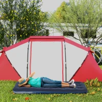 Outsunny Single Air Bed with Hand Pump, Inflatable Mattress with Flocked Surface for Guest, Camping, Travel, 191 x 73 x 22cm, Blue(m-2)