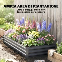 Outsunny Letto per Orto Rialzato in Metallo da Esterno per Fiori e Ortaggi, 241x90,5x30 cm, Grigio(m-4)