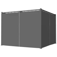Outsunny 3 x 3(m) Retractable Pergola, Garden Gazebo Shelter with Curtains, for Grill, Patio, Deck, Charcoal Grey(m-11)