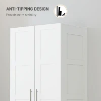 HOMCOM Double Paneled Door Wardrobe, with Shelves - White(m-6)