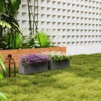 Outsunny Set of Two Rattan-Effect Planters - Grey(m-9)