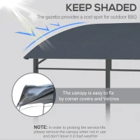 Outsunny 2.2 x 1.5 m BBQ Grill Gazebo Tent, Garden Grill with Metal Frame, Curved Canopy and 10 Hooks, Outdoor Sun Shade, Grey(m-4)