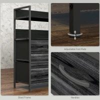 HOMCOM Rustic Chest of Five Fabric Drawers - Black(m-7)