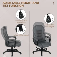 HOMCOM Faux Leather Office Chair - Charcoal Grey(m-4)