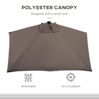 Outsunny 2.7m Balcony Half Parasol Garden Outdoor Umbrella 5 Steel Ribs - Brown(m-6)