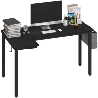 HOMCOM L-Shaped Computer Gaming Desk with Fabric Bag, Hooks and Cable Management, 145 x 81 x 76cm - Black(m-10)