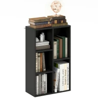 HOMCOM 2-Tier Bookshelf with 5 Compartments - Black(m-10)