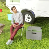 Outsunny 40L Portable Car Refrigerator - Light Green and Grey(m-9)