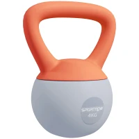 SPORTNOW 4KG Soft Kettlebell, Kettlebell with Non-Slip Handle for Home Gym, Weight Lifting, Strength Training, Orange/Grey(m-1)