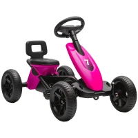 AIYAPLAY Pedal Go Kart for Kids 2-5 Years, with Silent EVA Wheels, Metal Frame, Pink(m-1)