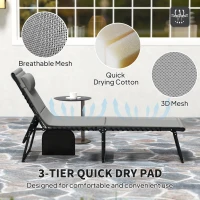 Outsunny Set of Two Reclining Sun Loungers - Light Grey(m-6)