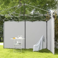 Outsunny Set of Two 3 x 3(m) Replacement Zipped Gazebo Walls - Grey(m-8)