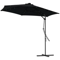 Outsunny 3(m) Solar LED Cantilever Parasol - Black(m-11)