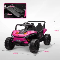 AIYAPLAY 12V Battery Powered Ride on Truck w/ Remote, Four Suspension Wheels, Horn, Lights, Music, USB, for Ages 3-5 Years, Pink(m-3)