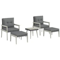 Outsunny Five-Piece Rattan Patio Set, with Wood-Top Table - Grey(m-1)