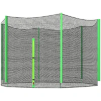 SPORTNOW 10ft Trampoline Net Replacement with 6 Plastic Pole Covers, Weather-Resistant Trampoline Netting Replacement with Zipped Entrance, Poles Not Included, Green(m-11)