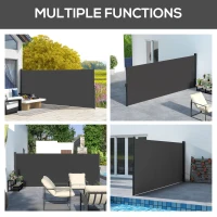 Outsunny Retractable Side Awning, Outdoor Privacy Screen for Garden, Hot Tub, Balcony, Terrace, Pool, 400 x 160cm, Black(m-7)