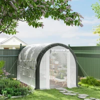 Outsunny 3 x 2(m) Walk-In Tunnel Greenhouse, with Accessories - White(m-2)