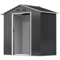 Outsunny 6.5x3.5ft Metal Garden Storage Shed for Outdoor Tool Storage with Double Sliding Doors and 4 Vents, Dark Grey(m-11)
