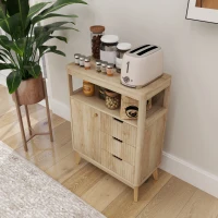 HOMCOM Small Sideboard with Drawers and Adjustable Shelf - Nature Wood Finish(m-9)