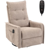 HOMCOM Recliner Armchair, Chenille Recliner Chair with Massage and Heat, 360° Swivel Rocking Manual Recliner, Brown
