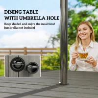 Outsunny 5 Pieces Outdoor Dining Set for 4, Garden Table and Stackable Chairs with Breathable Mesh Seat, Grey and Khaki(m-7)