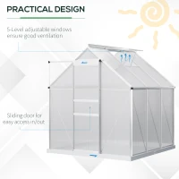 Outsunny 190 x 190cm Walk-In Polycarbonate Greenhouse(m-5)