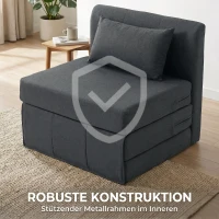 HOMCOM 2-in-1 Schlafsessel Klappbares Sofa-Bett mit Leinenstruktur, Gepolstertes Gästebett Klappstuhl, Dunkelgrau(m-6)