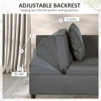 HOMCOM Convertible Single Sofa Bed with Thick Padded Seat, 3-in-1 Multi-Functional Sleeper Chair Bed with Magazine Pocket, for Living Room, Grey(m-5)