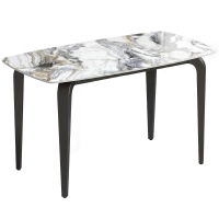 HOMCOM Dining Table for 4, Modern Kitchen Table with Sintered Stone Tabletop, Metal Legs, White