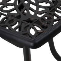 Outsunny Cast Aluminium Bistro Table, Outdoor Square Side Table with Umbrella Hole, Garden Table for Balcony, Bronze Tone(m-8)
