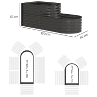 Outsunny Two-Tier Galvanised Steel Garden Planter - Dark Grey(m-3)