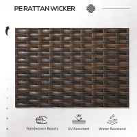 Outsunny Two-Seat Rattan Chair, with Middle Table - Brown(m-4)
