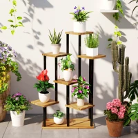 Outsunny Seven Wooden Shelf Plant Stand(m-9)