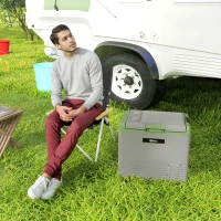 Outsunny 50L Portable Car Refrigerator - Light Green and Grey(m-9)