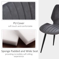 HOMCOM Dining Chairs Set of 2, PU Leather Upholstered Kitchen Chairs with Backs, Moulded Padded Seats and Steel Frame for Dining Room, Grey(m-5)