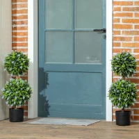 HOMCOM Set of 2 Decorative Artificial Plants Ball Trees with Lavender Flowers in Pot Fake Plants for Home Indoor Outdoor Decor, 70cm, Blue(m-2)