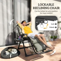 Outsunny Set of Two Reclining Sun Loungers, with Cushion - Grey(m-4)