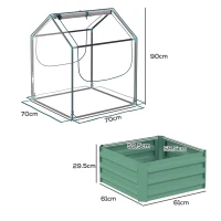 Outsunny 61 x 61cm Garden Planter Bed, with Cover - Green(m-3)