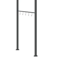 Outsunny 2.2 x 1.5 m BBQ Grill Gazebo Tent, Garden Grill with Metal Frame, Curved Canopy and 10 Hooks, Outdoor Sun Shade, Grey(m-7)