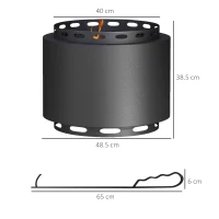 Outsunny Smokeless Fire Pit, 48.5cm Portable Wood Burning Firepit with Poker for Garden Camping Bonfire Party, Metal, Black(m-3)